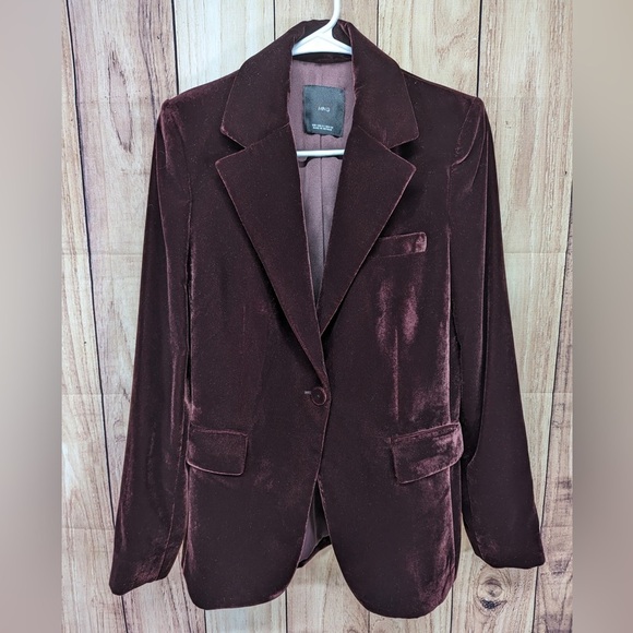 Mango velvet blazer size S open shoulder pads‎ - Picture 3 of 10